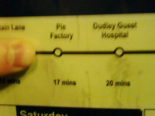 Pie Factory stop on bus route diagram