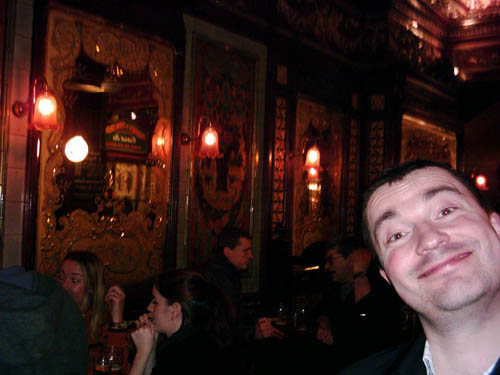 Richard, pissed-up, admiring the decor in the Princess Louise, Holborn