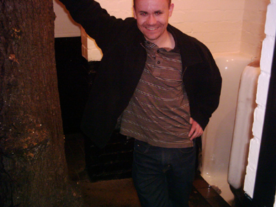 Dave in gents toilet, Combermere Arms, Wolverhampton. Notice the tree.