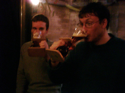 Rob and I enjoying a couple of glasses of Kwak