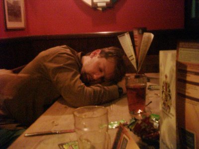 Smiley asleep in the Coach and Horses, Norwich