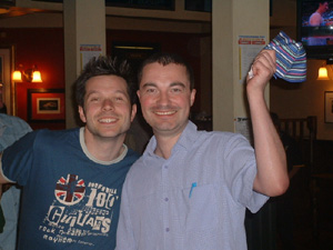 Matt and Rich with whip bag, Twickenham Tup